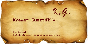 Kremer Gusztáv névjegykártya