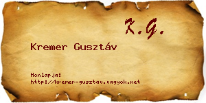 Kremer Gusztáv névjegykártya